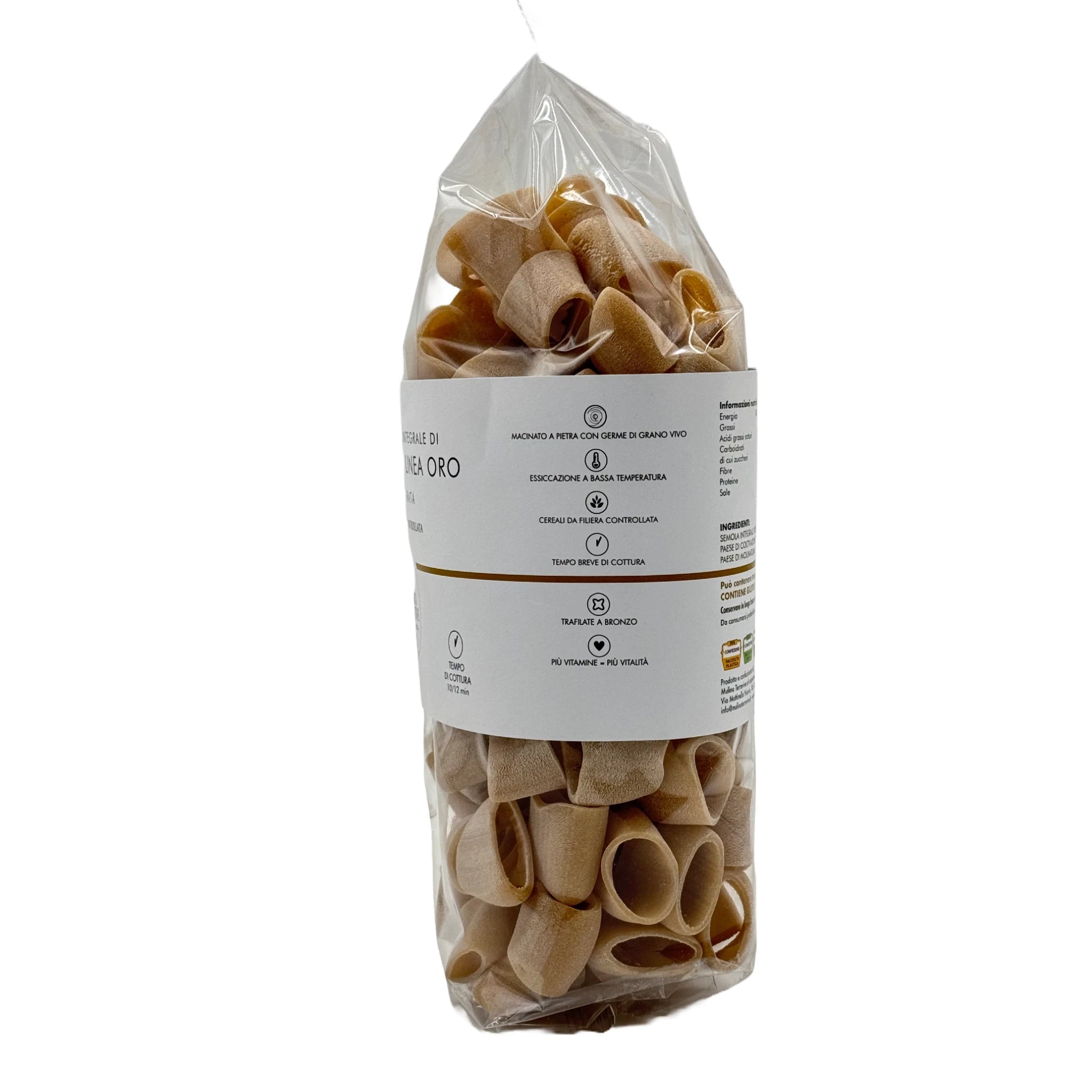 Pasta Integrale Grano Duro Linea Oro  Calamarata 500g  -  Mulino Terrevive - vaigustando
