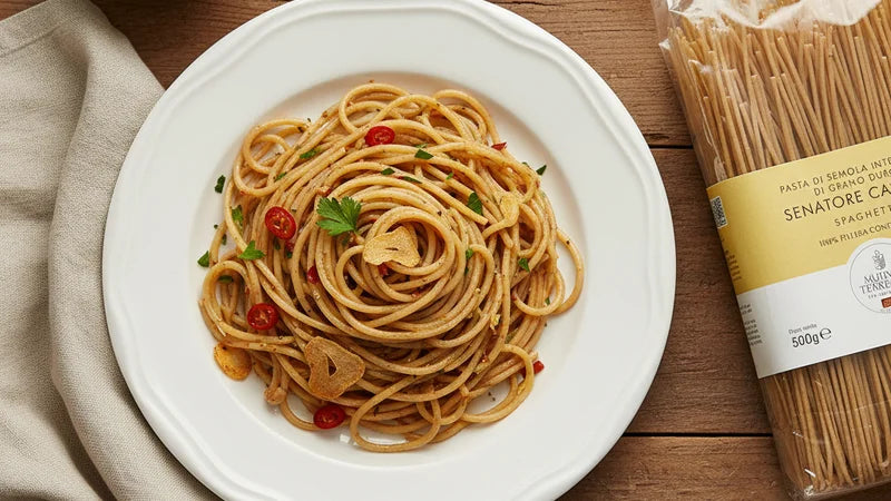 spaghetti-aglio-olio-e-peperoncino-integrali-senatore-cappelli