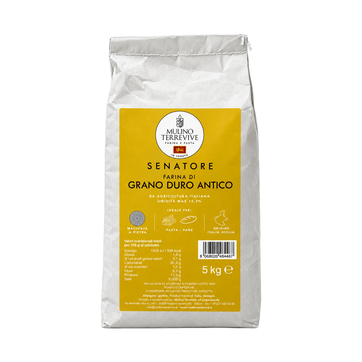 Senatore farina di grano duro antico formato 5Kg-Mulino Terrevive-Vaigustando