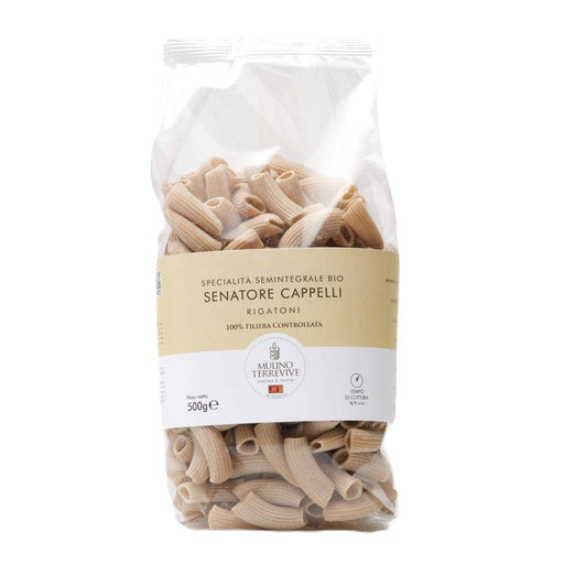 Specialità Integrale Senatore Cappelli Rigatoni 500g  -  Mulino Terrevive - vaigustando